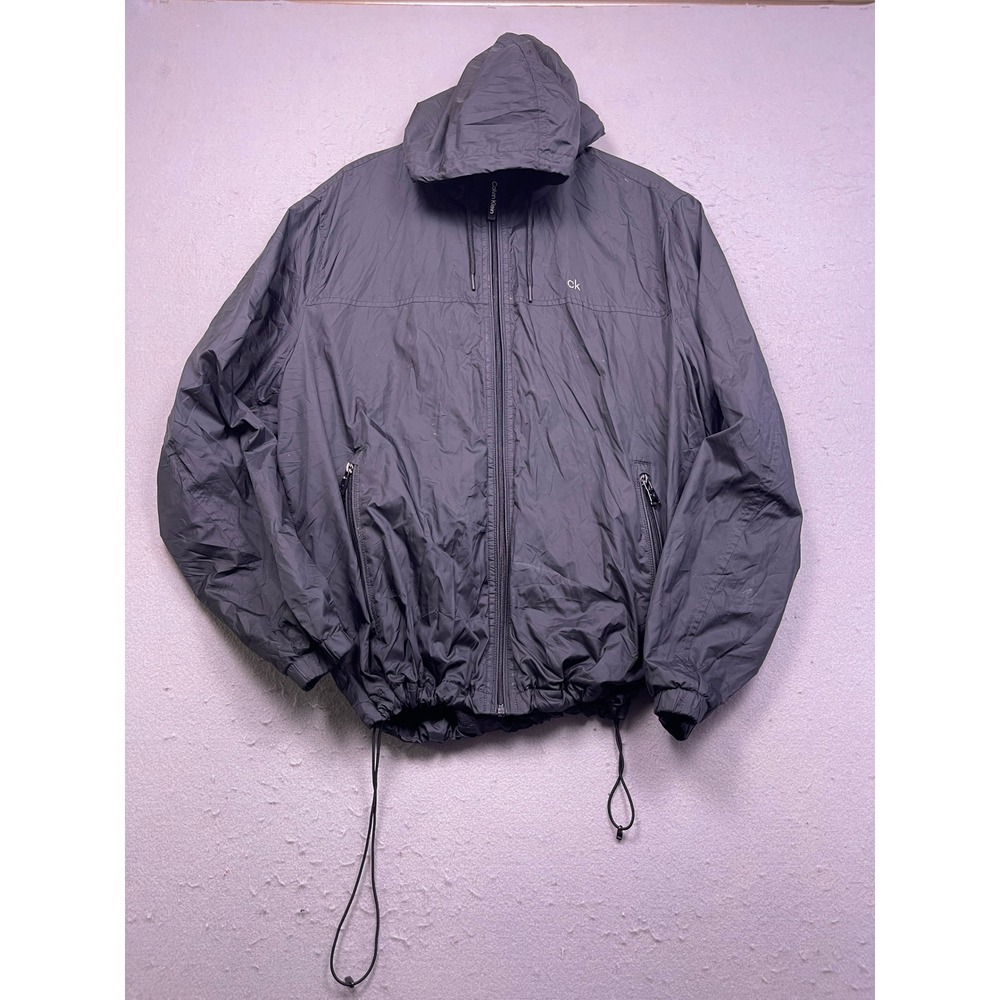 Calvin Klein Windbreaker Jacket Nylon Black Large Mens